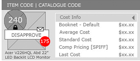 Grayscale Bids mockup prioritizing item identification and cost information.